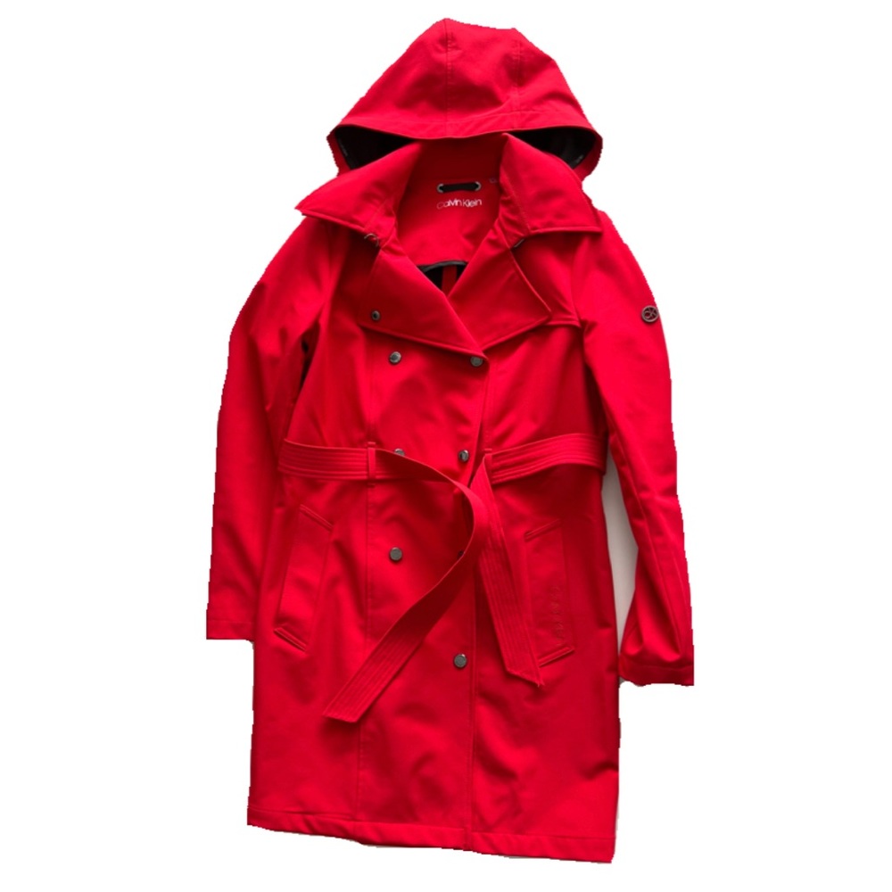 Calvin Klein Women's Double Breasted Belted Rain Jacket size Small.